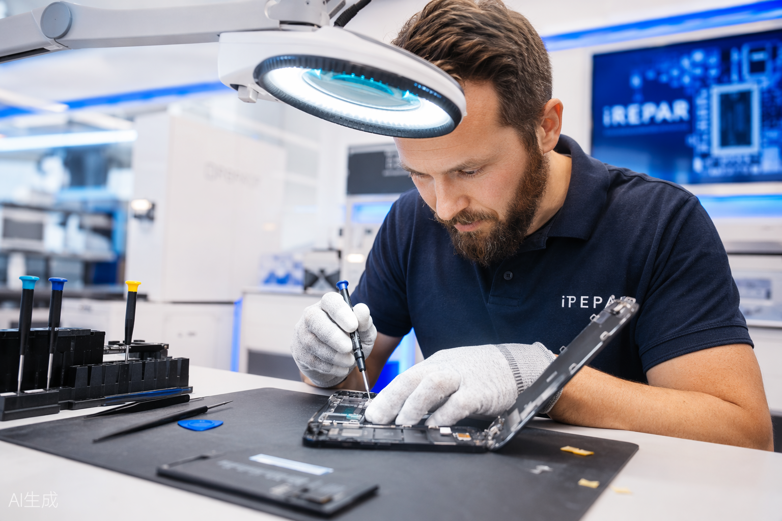 Technician working inside the iPhix repair lab